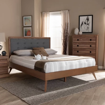 Ines Walnut Finished Wood Platform Bed - Baxton Studio - Image 4