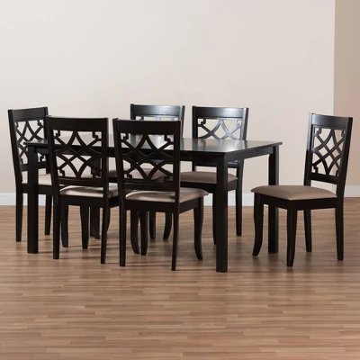 7pc Mael Dining Set Dark Brown/Espresso - Baxton Studio - Image 6