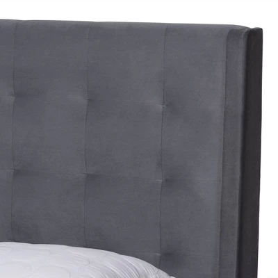 Gothard Velvet Fabric Upholstered And Wood Platform Bed - Baxton Studio - Image 4