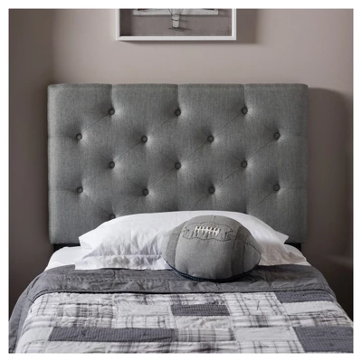 Twin Viviana Modern And Contemporary Fabric Upholstered Button Tufted Headboard Gray - Baxton Studio - Image 3