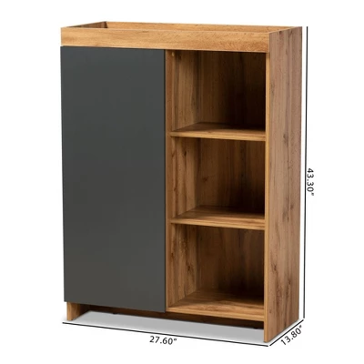 Caspian Wood Shoe Cabinet Gray/Brown - Baxton Studio - Image 8