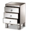 Ewan Mirrored 3 Drawer Nightstand Silver - Baxton Studio