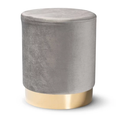 Chaela Velvet Metal Ottoman - Baxton Studio - Image 6