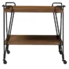 Jessica Rustic Industrial Style Textured Finish Metal Distressed Ash Wood Mobile Serving Bar Cart - Black & Brown - Baxton Studio