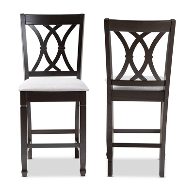 2pc Reneau Finished Wood Counter Height Pub Chairs - Baxton Studio - Image 6