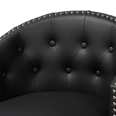 2pc Theron Faux Leather And Wood Swivel Counter Stool Set - Baxton Studio - Image 4