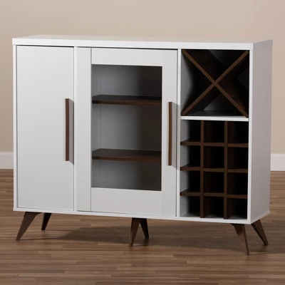 Baxton Studio Pietro Finished Wine Cabinet White/Brown - BaxtonStudio - Image 2