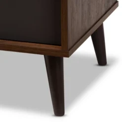 Samuel Finished TV Stand For TVs Up To 55" Walnut Brown/Dark Gray - Baxton Studio