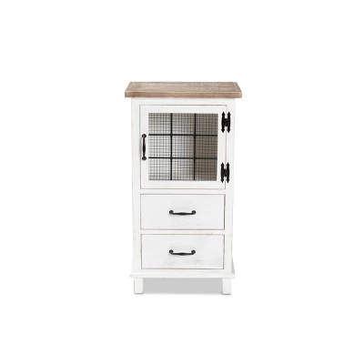 Faron Finished Wood 2 Drawer Storage Cabinet White/Oak Brown - Baxton Studio - Image 2