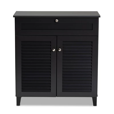 Shelf Wood Shoe Storage Cabinet With Drawer Coolidge Finished Dark Gray - Baxton Studio - Image 2
