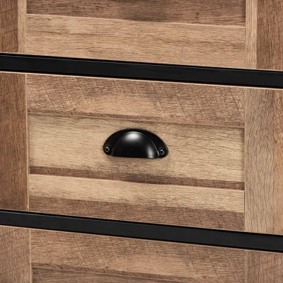 Connell Two-Tone Wood And Metal Sideboard Buffet Natural Brown/Black - Baxton Studio - Image 4