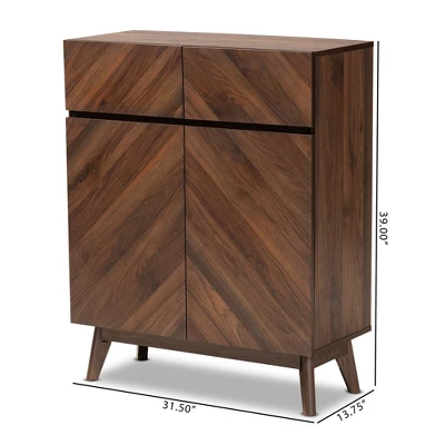 Hartman Wood Shoe Cabinet Walnut Brown - Baxton Studio - Image 6