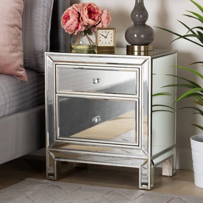 Fadri 2 Drawers Mirrored Nightstand - Baxton Studio - Image 5