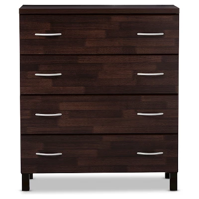 Mayson Modern And Contemporary Wood 4 Drawer Storage Chest Oak Brown Finish - Baxton Studio