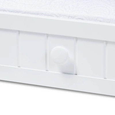 Twin Neves Wood Bed With Trundle White - Baxton Studio