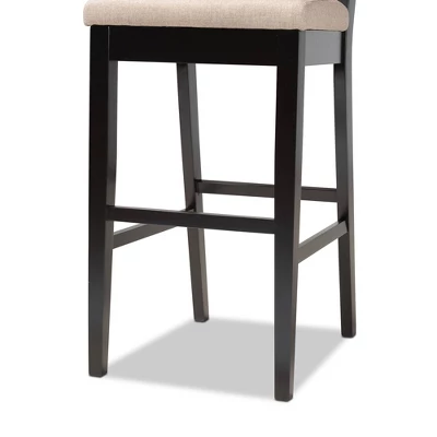 2pc Gideon Fabric Upholstered And Wood Barstool Set Sand/Dark Brown - Baxton Studio - Image 4