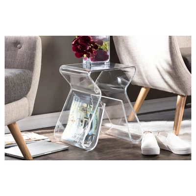 Acrylic End Table With Magazine Rack - Baxton Studio - Image 2