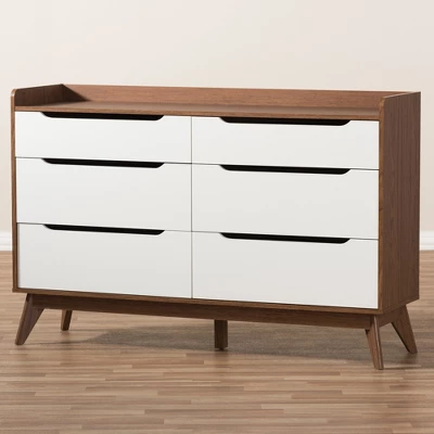 Brighton Mid-Century Modern Wood 6 Drawer Storage Dresser Brown - Baxton Studio - Image 7