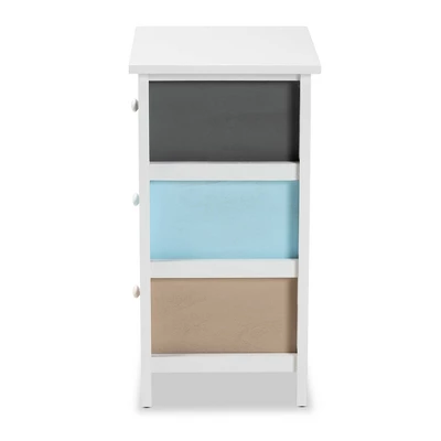 Kalila Wood 3 Drawer Nightstand White - Baxton Studio - Image 5