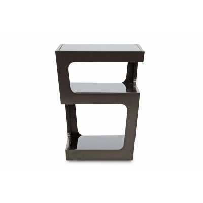 Clara Modern End Table With 3 Tieglass Shelves Black - Baxton Studio