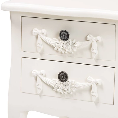 Eliya Wood 2 Drawer Nightstand White - Baxton Studio - Image 5