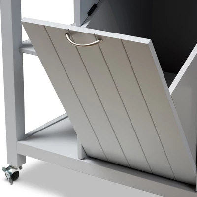 Hayward Coastal And Farmhouse Natural Wood Kitchen Cart White, Light Brown - Baxton Studio - Image 11