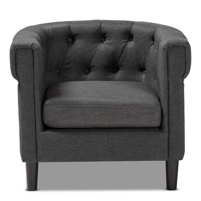 Bisset Chesterfield Chair Gray - Baxton Studio - Image 9