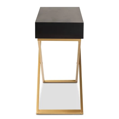 Madan Wood And Metal 2 Drawer Console Table Black/Gold - Baxton Studio - Image 4