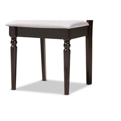 5pc Tonia Fabric Upholstered And Wood Dining Set Gray/Brown - Baxton Studio - Image 5