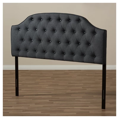 Queen Windsor Modern And Contemporary Fabric Upholstered Scalloped Buttoned Headboard Dark Gray - Baxton Studio - Image 3