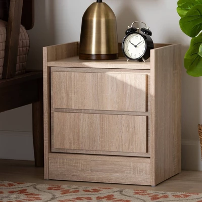 2 Drawers Hale Wood Nightstand - Baxton Studio - Image 5