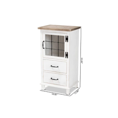 Faron Finished Wood 2 Drawer Storage Cabinet White/Oak Brown - Baxton Studio - Image 8