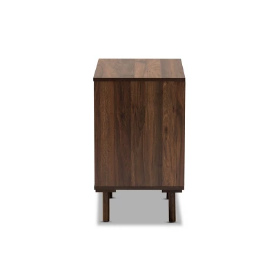 3 Drawer Meike Two-Tone Wood Nightstand Walnut/White - Baxton Studio - Image 3