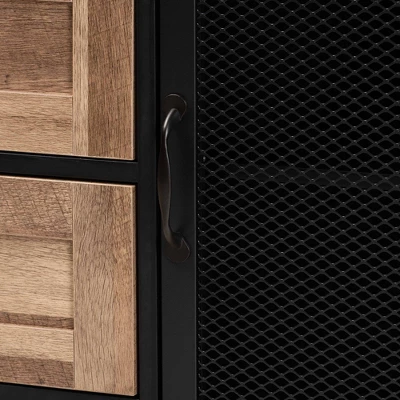 Connell Two-Tone Wood And Metal Sideboard Buffet Natural Brown/Black - Baxton Studio - Image 5