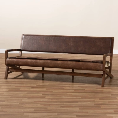 Rovelyn Faux Leather Finished Wood Sofa Brown - Baxton Studio - Image 6