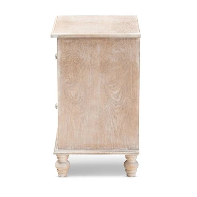 Celia Wood And Mirror 2 Drawer Quatrefoil Nightstand Natural - Baxton Studio - Image 3