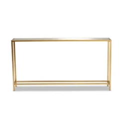 Alessa Glam Metal And Mirrored Glass Console Table Gold - Baxton Studio