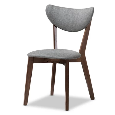 5pc Hadrea Mid Century Modern Walnut Finished Fabric Upholstered Dining Set Dark Gray - Baxton Studio