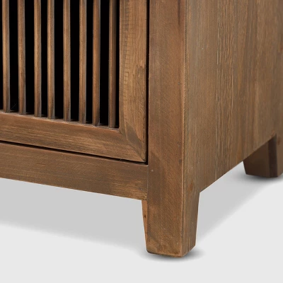 Clement 2 Drawer Wood Spindle Nightstand Brown - Baxton Studio - Image 5