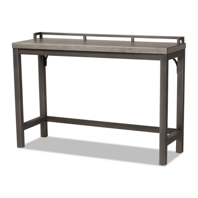 3pc Noll Upholstered Metal Counter Height Dining Set Gray - Baxton Studio