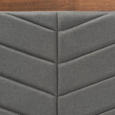 Twin Iden Fabric Upholstered Wood Headboard Dark Gray/Walnut Brown - Baxton Studio - Image 2