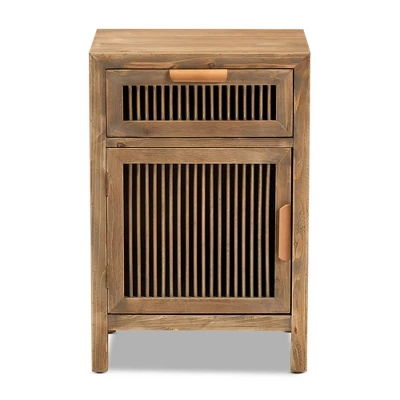 Clement 1 Door And 1 Drawer Wood Spindle Nightstand Brown - Baxton Studio - Image 2