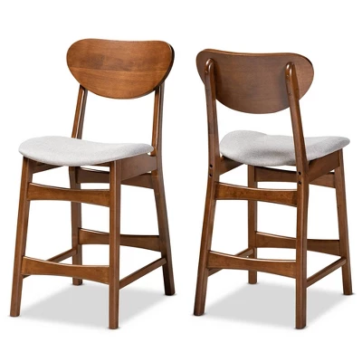 2pc Katya Fabric Upholstered And Wood Counter Height Barstool Set - Baxton Studio - Image 9