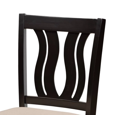 5pc Fenton Fabric Upholstered And Wood Pub Dining Set Dark Brown - Baxton Studio - Image 4