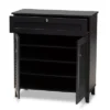 Shelf Wood Shoe Storage Cabinet With Drawer Coolidge Finished Dark Gray - Baxton Studio