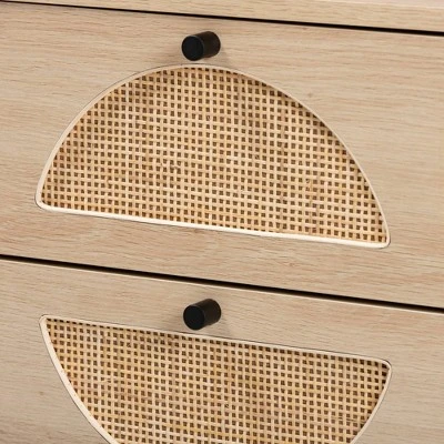 Ardon Bohemian Wood And Metal 1 Drawer Nightstand With Rattan Light Brown/Black - Baxton Studio - Image 4