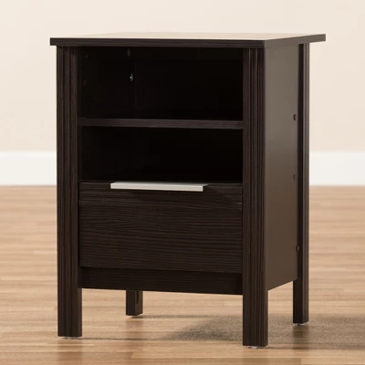 Hamish Modern And Contemporary Finished 1 Drawer Nightstand Dark Brown - Baxton Studio - Image 7