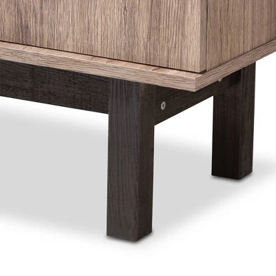 73" 2 Door Arend Two-Tone Wood Bookshelf Brown - Baxton Studio - Image 5