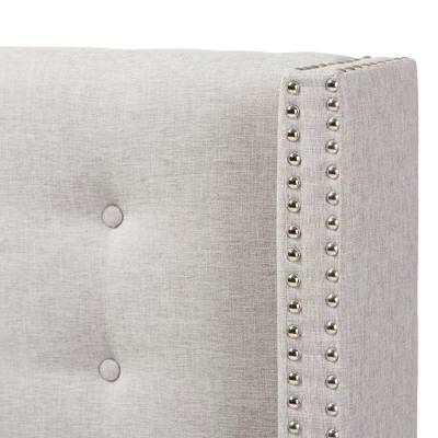 Queen Ginaro Modern And Contemporary Fabric Button Tufted Nail Head Winged Headboard Gray - Baxton Studio - Image 2