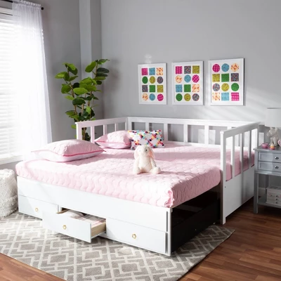 Twin To King Kendra Expandable Daybed With Storage Drawers White - Baxton Studio - Image 11